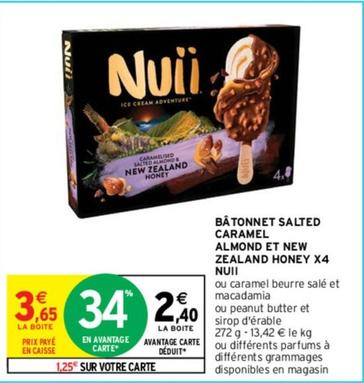Nuii - Bâtonnet Salted Caramel Almond Et New Zealand Honey offre à 3,65€ sur Intermarché Contact