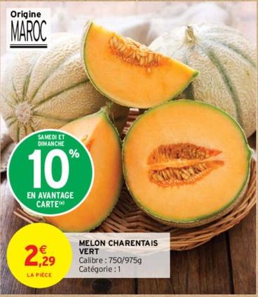 Melon Charentais Vert offre à 2,29€ sur Intermarché Contact