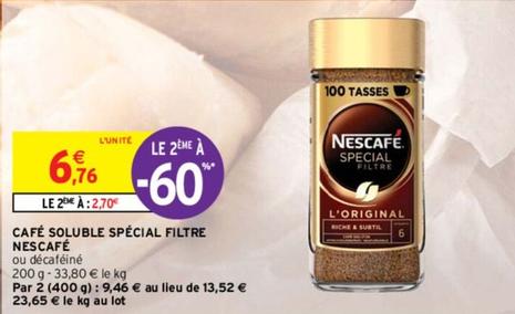 Nescafé - Café Soluble Spécial Filtre offre à 6,76€ sur Intermarché Contact