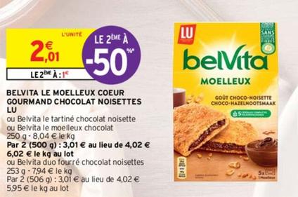Lu - Belvita Le Moelleux Coeur Gourmand Chocolat Noisettes offre à 2,01€ sur Intermarché Contact