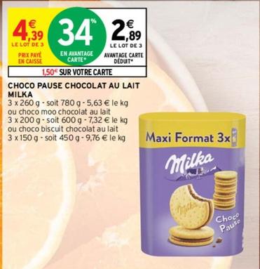 Milka - Choco Pause Chocolat Au Lait offre à 4,39€ sur Intermarché Contact