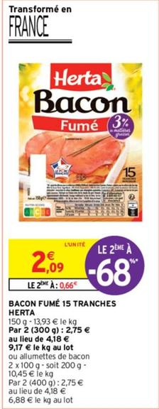 Herta - Bacon Fumé 15 Tranches offre à 2,09€ sur Intermarché Contact
