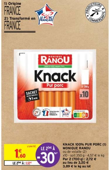 Monique Ranou - Knack 100% Pur Porc  offre à 1,6€ sur Intermarché Contact