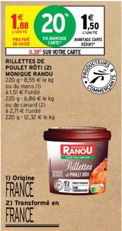 Monique Ranou - Rillettes De Poulet Rôti offre à 1,88€ sur Intermarché Express