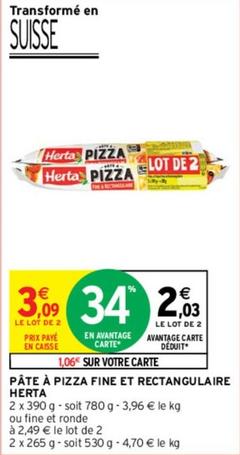 Herta - Pâte À Pizza Fine Et Rectangulaire offre à 3,09€ sur Intermarché Express