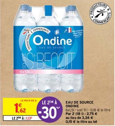 Ondine - Eau De Source offre à 1,62€ sur Intermarché Express
