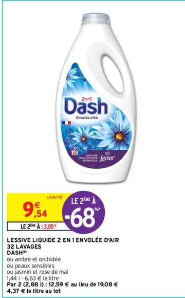 Dash - Lessive Liquide 2 En 1 Envolée D'Air offre à 9,54€ sur Intermarché Express