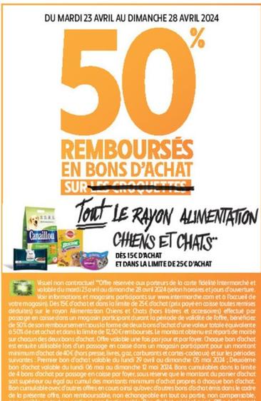 Tout Le Rayon Alimentation Chiens Et Chats  offre sur Intermarché Express