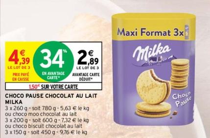Milka - Choco Pause Chocolat Au Lait offre à 4,39€ sur Intermarché Express