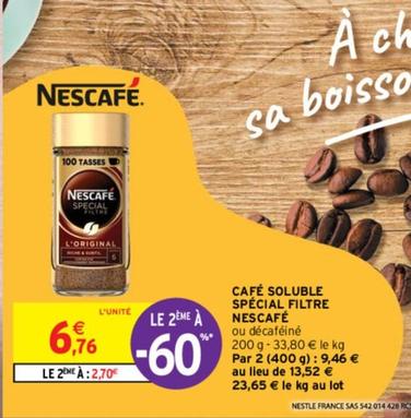 Nescafé - Café Soluble Special Filtre offre à 6,76€ sur Intermarché Express