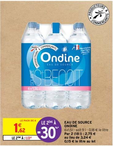Ondine - Eau De Source offre à 1,62€ sur Intermarché Express
