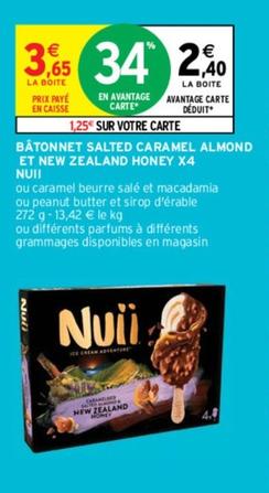 Nuii - Bâtonnet Salted Caramel Almond Et New Zealand Honey  offre à 2,4€ sur Intermarché Hyper