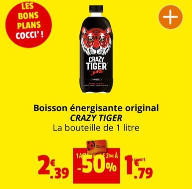 Crazy Tiger - Boisson Énergisante Original  offre à 2,39€ sur Coccinelle Express