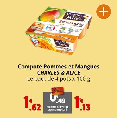 Charles & Alice - Compote Pommes Et Mangues offre à 1,13€ sur Coccinelle Express