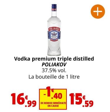 Poliakov - Vodka Premium Triple Distilled offre à 15,59€ sur Coccinelle Express