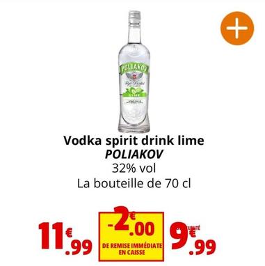 Poliakov - Vodka Spirit Drink Lime offre à 9,99€ sur Coccinelle Express