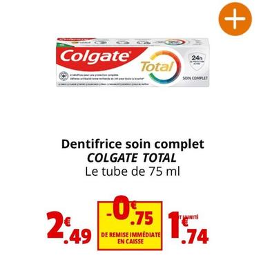 Colgate - Dentifrice Soin Complet Total offre à 1,74€ sur Coccinelle Express