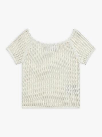 Pull Clémence en coton tricotage crochet blanc nacré offre à 195€ sur Agnès b.