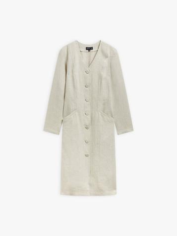 Robe manteau en lin naturel beige ficelle offre à 525€ sur Agnès b.