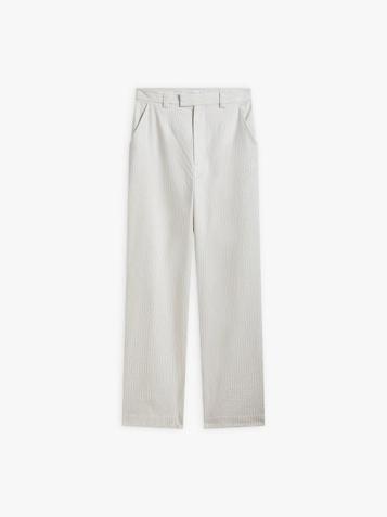 Pantalon Amelyn en coton à rayures beige ficelle offre à 295€ sur Agnès b.