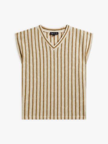 T-shirt Dario en coton à rayures beige dune offre à 155€ sur Agnès b.