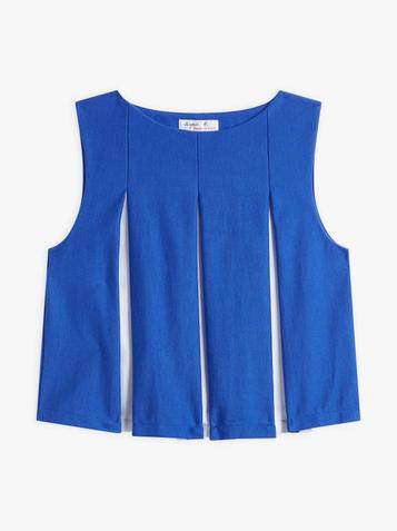 T-shirt plissé en jersey de coton à rayures bleu et blanc offre à 225€ sur Agnès b.