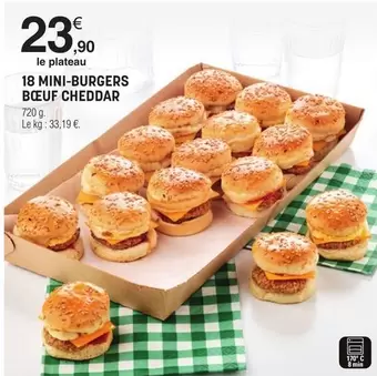 18 Mini Burgers Bœuf Cheddar offre à 23,9€ sur E.Leclerc