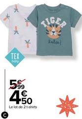 Tex - Lot De 2 T-Shirts Bébé offre à 4,5€ sur Carrefour Drive