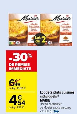Marie - Lot De 2 Plats Cuisinés Individuels offre à 4,54€ sur Carrefour Drive