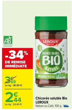 Leroux - Chicoree Soluble Bio  offre à 2,44€ sur Carrefour Drive