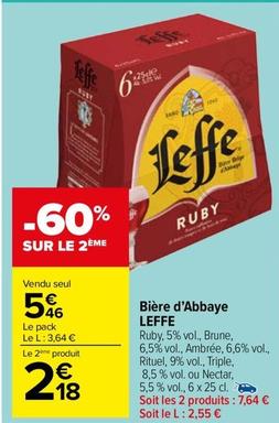 Leffe - Bière D'Abbaye offre à 5,46€ sur Carrefour Drive