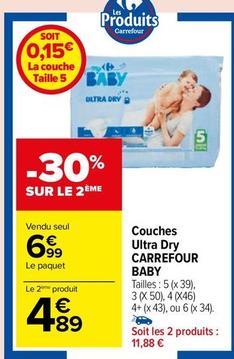 Carrefour - Couches Ultra Dry Baby offre à 6,99€ sur Carrefour Drive
