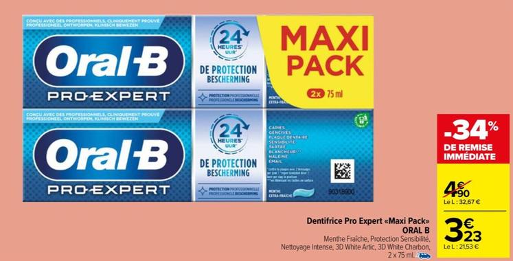 Oral-b - Dentifrice Pro Expert Maxi Pack offre à 3,23€ sur Carrefour Drive