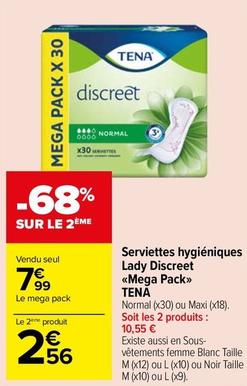 Tena - Serviettes Hygiéniques Lady Discreet Mega Pack offre à 7,99€ sur Carrefour Drive