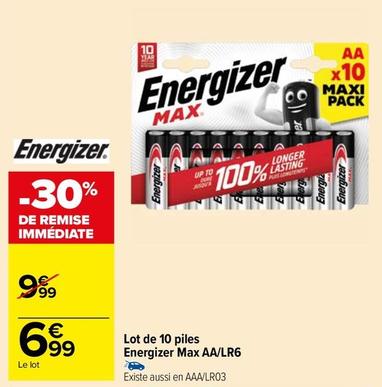 Energizer - Lot De 10 Piles Max AA/LR6 offre à 6,99€ sur Carrefour Drive