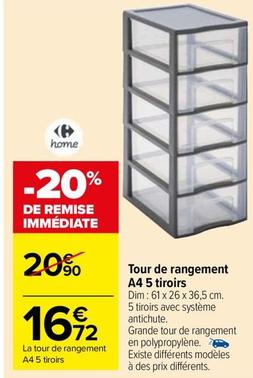Carrefour - Tour De Rangement A4 5 Tiroirs  offre à 16,72€ sur Carrefour Drive