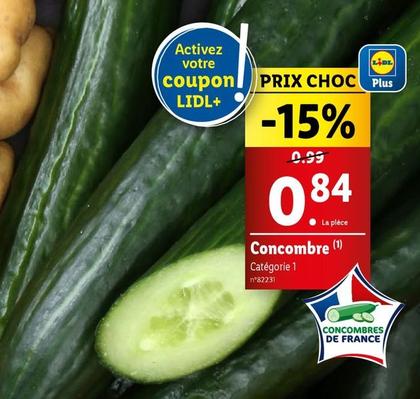 Concombre offre à 0,84€ sur Lidl