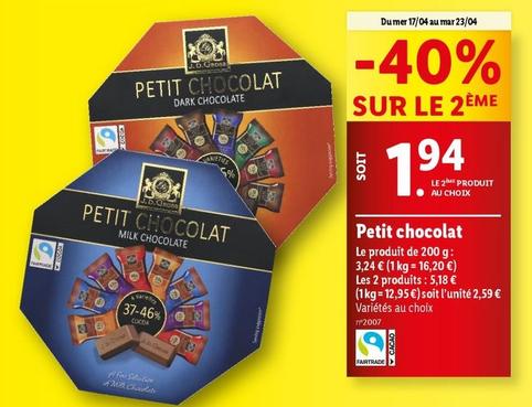  J.D.Gross - Petit Chocolat offre à 1,94€ sur Lidl