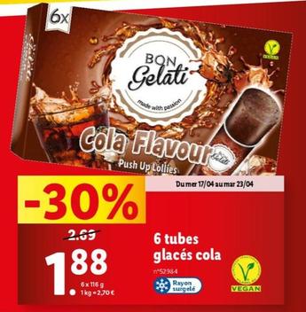 Bon Gelati - 6 Tubes Glacés Cola offre à 1,88€ sur Lidl