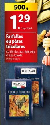 Italiamo - Farfalles Ou Pâtes Tricolores