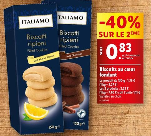Italiamo - Biscuits Au Cœur Fondant offre à 1,13€ sur Lidl