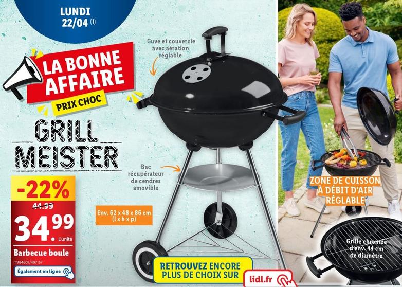 Grill Meister - Barbecue Boule  offre à 34,99€ sur Lidl