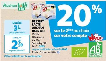 Auchan - Dessert Lacté Baby Bio