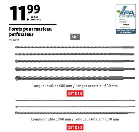 Forets Pour Marteau Perforateur  offre à 11,99€ sur Lidl