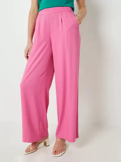 Pantalon Fluide Uni Jambes Larges - Rose offre à 59,95€ sur Devianne