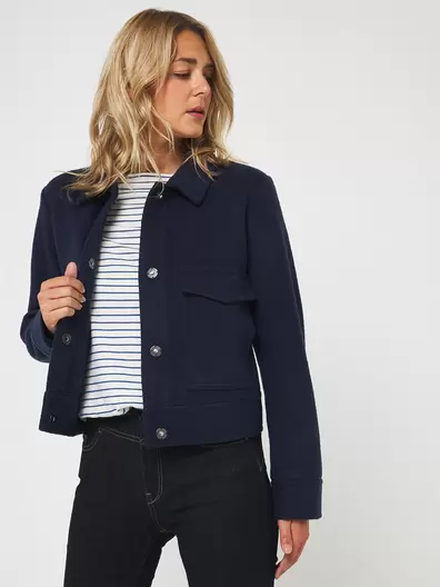 Veste En Flanelle Unie - Bleu marine offre à 38€ sur Devianne