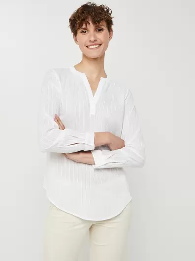 Blouse En Voile Façonné 100% Coton Uni - Blanc offre à 19€ sur Devianne