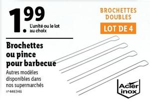 Brochettes Ou Pince Pour Barbecue offre à 1,99€ sur Lidl