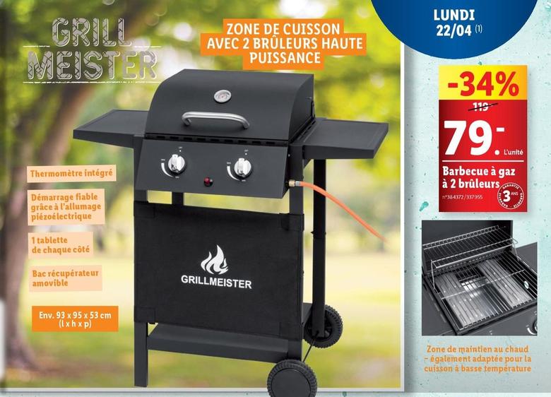 Barbecue À Gaz À 2 Brûleurs offre à 79€ sur Lidl