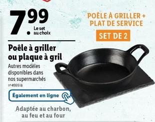Poêle A Griller Ou Plaque A Gril  offre à 7,99€ sur Lidl